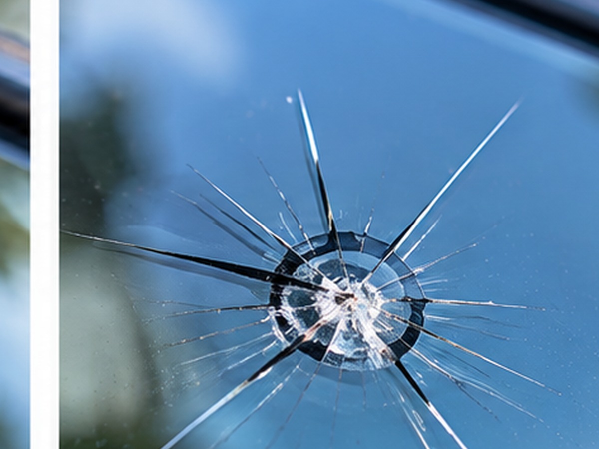 Windscreen crack before repair